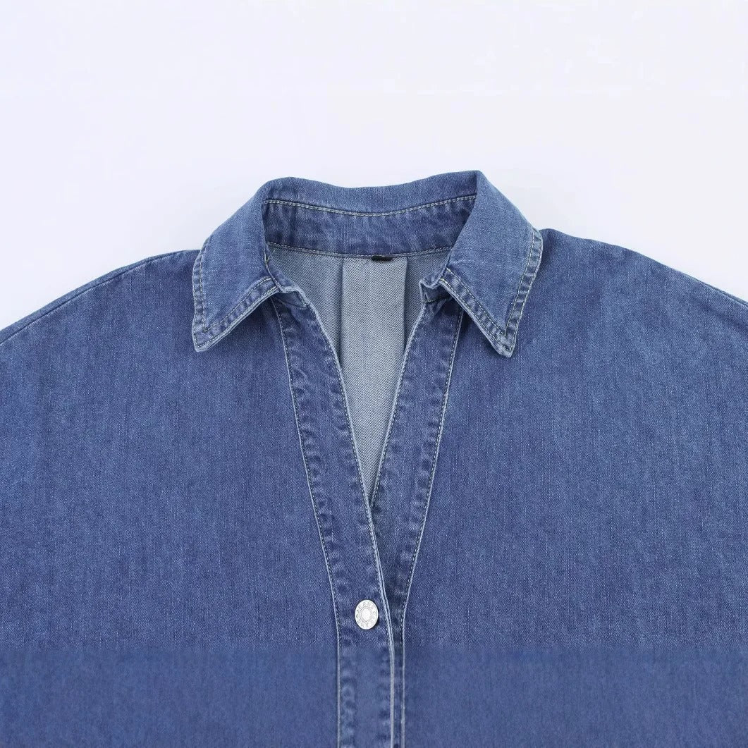 Outfit jeans clair chemise large