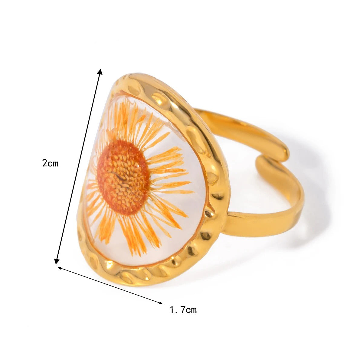 Bague avec fleurs séchées