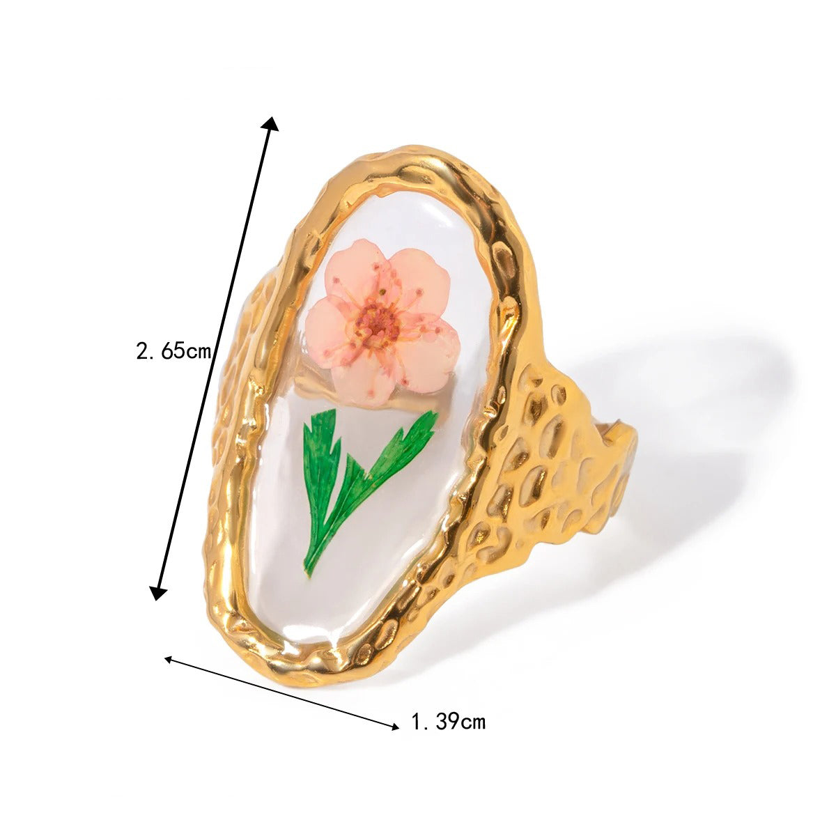 Bague avec fleurs séchées