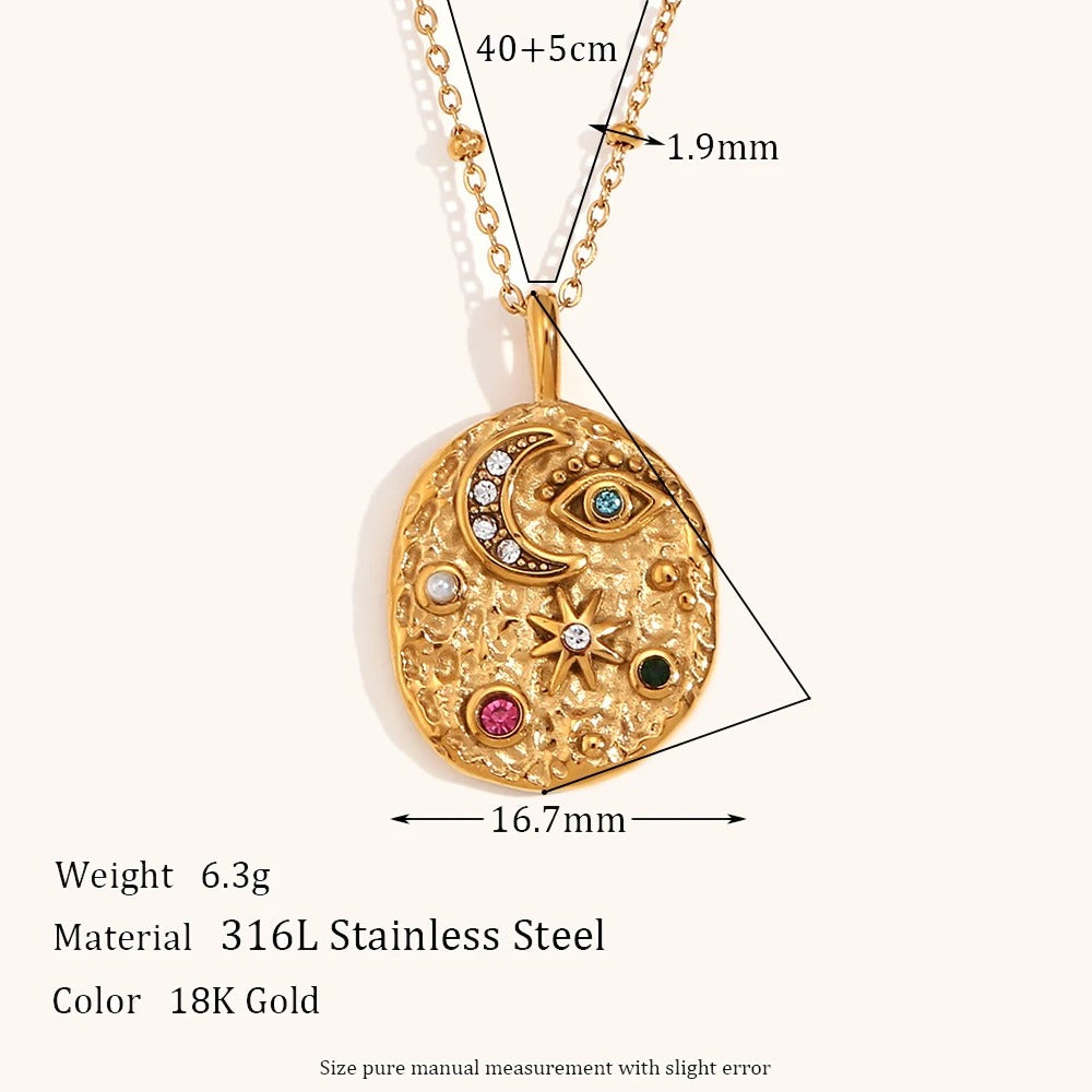 Collier avec pendentif et chaînette laquée or